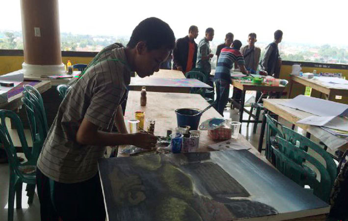 Peserta lomba kaligrafi MTQ Sumsel