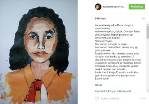Sketsa Yuyun dengan baju Pramuka (Instagram Tamara)