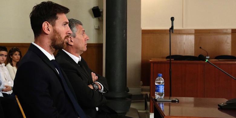 Lionel Messi saat menghadiri persidangan di Pengadilan Barcelona.
