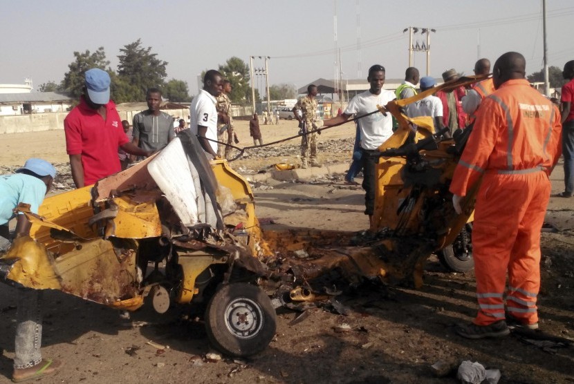 Bekas ledakan Bom di Maiduguri Nigeria, Oktober lalu