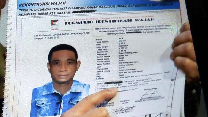 Sketsa wajah penyiram Novel Baswedan