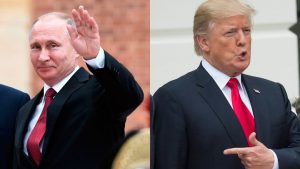Ilustrasi Presiden Rusia Vladmir Putin dan Presiden AS Donald