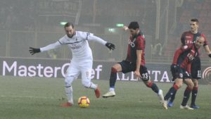 Pemain AC Milan saat melawan Bologna.