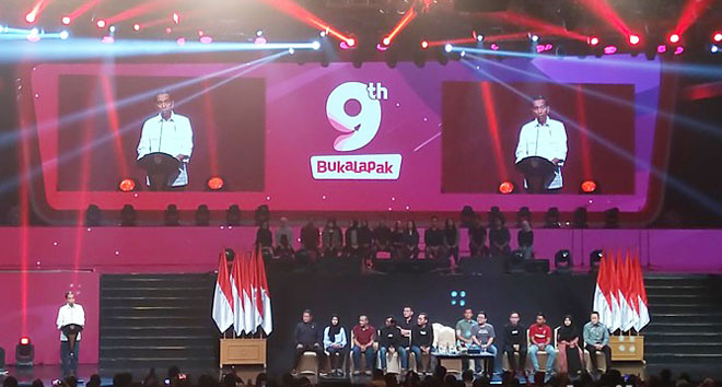 Presiden Joko Widodo di Acara Peringatan HUT Bukalapak