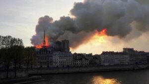 Gereja Notre Dame terbakar