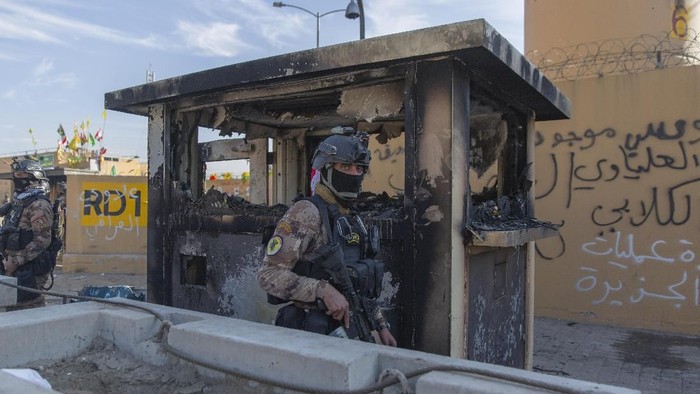 Tentara Irak berjaga di kompleks Kedubes AS di Baghdad