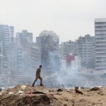 Bekas ledakan besar di Beirut Lebanon