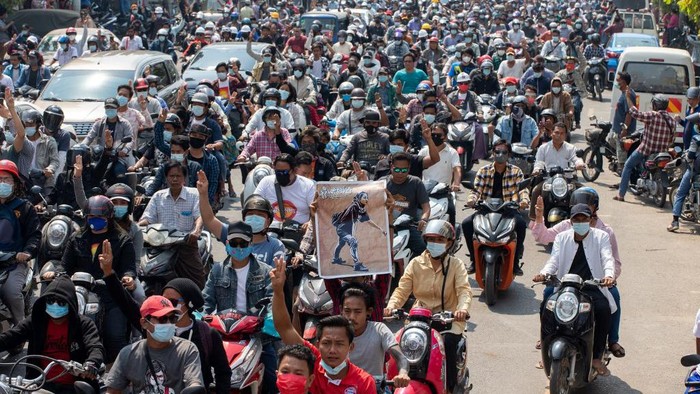 Demonstrasi antikudeta militer di Myanmar