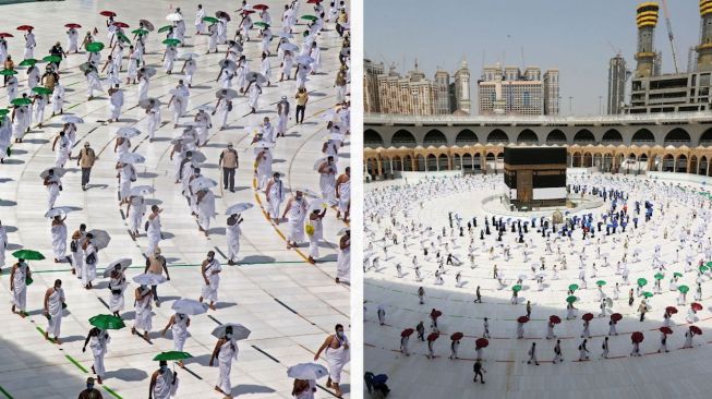 Ilustrasi Jamaah haji melakukan tawaf