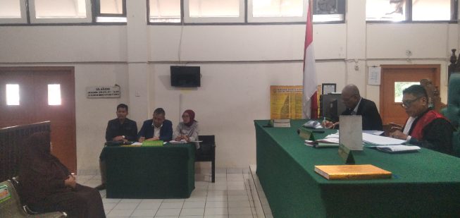 Suasana sidang di Pengadilan Negeri (PN) Palembang, Senin (4/12/2023).