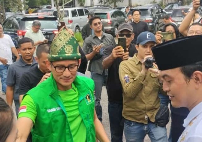 Kepala Badan Pemenangan Pemilu (Bappilu) Nasional PPP, Sandiaga Salahudin Uno saat berkunjung ke Palembang Kepala Badan Pemenangan Pemilu (Bappilu) Nasional PPP, Sandiaga Salahudin Uno saat berkunjung ke Palembang