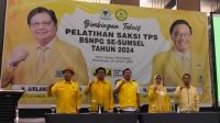 Golkar Sumatera Selatan (Sumsel) menggelar Bimbingan Teknis Pelatihan Saksi TPS Badan Saksi Nasional Partai Golkar (BSNPG) se-Sumsel Tahun 2024 di Hotel Harper.