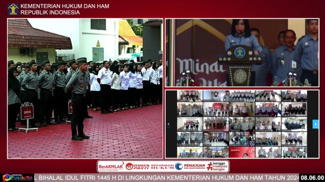 Apel Pegawai dan Halal Bihalal Idul Fitri 1445 H / 2024 M di Lingkungan Kementerian Hukum dan Hak Asasi Manusia secara daring