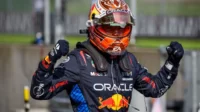 Pembalap Oracle Red Racing, Max Verstappen berselebrasi usai memenangkan sprint race GP Austria 2024 yang berlangsung di sirkuit Red Bull Ring, Spielberg, Austria, Sabtu (29/06/2024). (ANTARA/AFP/JURE MAKOVEC)