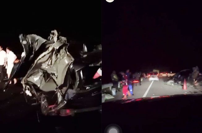 Kolase tangkapan layar video kecelakaan di Tol Prabumulih/ Ist Kolase tangkapan layar video kecelakaan di Tol Prabumulih/ Ist