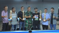 Turnamen biliar antar jurnalis yang memperebutkan Piala Komandan Korem 044 Garuda Dempo