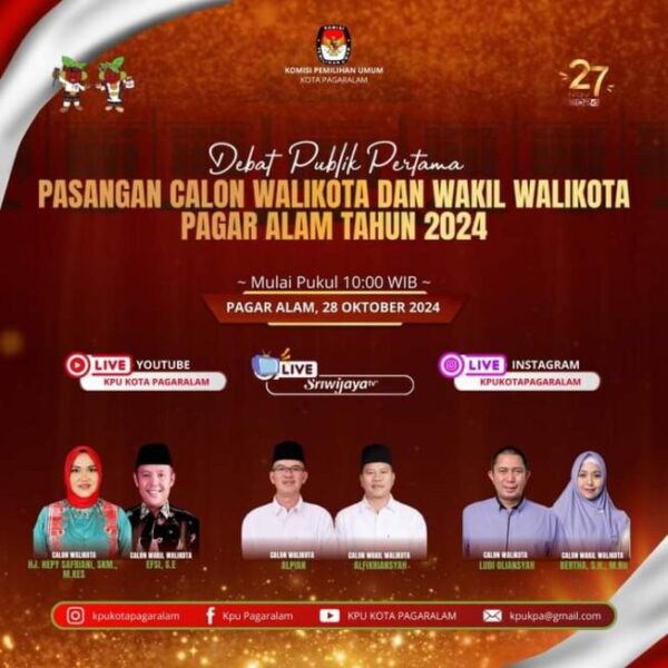 KPU Pagaralam Ajak Masyarakat Saksikan Debat Publik Perdana Pilkada 2024 KPU Pagaralam Ajak Masyarakat Saksikan Debat Publik Perdana Pilkada 2024